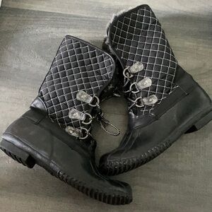 Stevies Black Faux Fur Duck Boots Girls 5